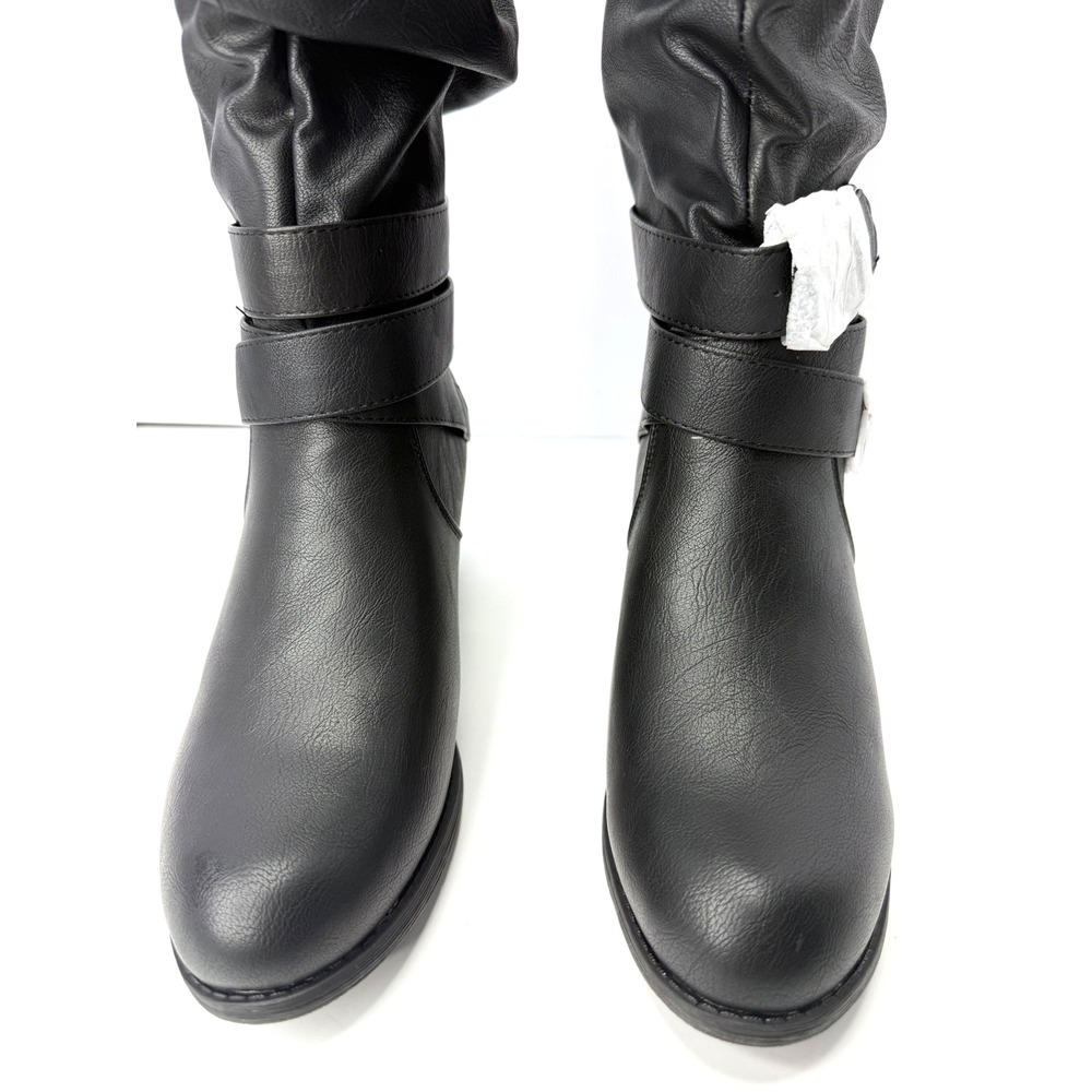 Journee Collection Black Slouchy Mid-Calf Heeled Boots - Picture 5 of 8
